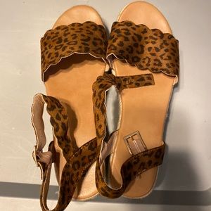 AWS Leopard wedge sandals size 9